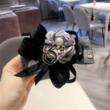 Lianfudai Camellia Barrette for Women Girl Flower Hair Clip Black White Hairpin Autumn Winter Hair Accessories Wholesale Drop Shipping