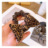 Lianfudai Women Scrunchies Elastic Hair Ties Bands Adult Leopard Bow Knot Fashion Girl Korean Mujer Accessories Hyuna Wholesale