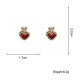 Lianfudai Vintage Earrings Lovely Small Cute Painting Heart Shape Earrings for Women Fashion Enamel Drop Earrings Brincos