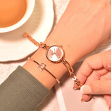 Lianfudai Christmas gifts ideas  Women Bracelet Watches Luxury Fashion Rose Gold Alloy Small Quartz Watch Qualities Simple Ladies Wristwatches Female Chain Clock