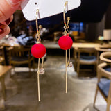 Lianfudai Christmas gifts ideas New Fashion Tassel Flower Long Dangle Drop Earrings Retro Red Big Petal Statement Earring for Women Bridal Wedding Party Jewelry