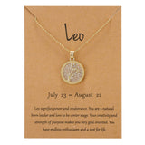 Lianfudai  jewelry for women 12 Zodiac Constellations Necklace Geometric Round Pendant Gold Silver Color Chain Necklace Unisex Friendship Jewelry Lover Gifts