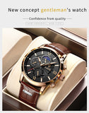 Lianfudai father's day gifts  Watches Mens Top Brand Luxury Clock Casual Leathe 24Hour Moon Phase Men Watch Sport Waterproof Quartz Chronograph+Box