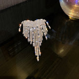 Lianfudai christmas gift ideas Exaggerated Rhinestone Big Butterfly Brooches Pin Jewelry for Women Luxury Crystal Tassel Heart Brooch Clips Clothing Accessorie