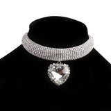 Lianfudai Christmas gifts ideas 3D Rhinestone Zircon Big Love Heart Pendant Choker Necklace for Women Luxury Crystal Clavicle Chain Collar Choker