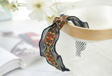 Lianfudai Bohemian Embroider Flowers Headband For Women Girls Hair Accessories Hairband Ethnic Wide Korean Bows Wholesale