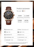 Lianfudai father's day gifts  Watches Mens Top Brand Luxury Clock Casual Leathe 24Hour Moon Phase Men Watch Sport Waterproof Quartz Chronograph+Box