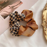 Lianfudai Plaid Scrunchies For Women Girl Elastic Hair Bands Ties Accessories Pitchwork Bow Knot Wholesale