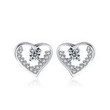 Lianfudai Fashion Authentic 925 Sterling Silver Cubic Zirconia Hollow Love Heart Stud Earring for Women Wedding Party Gifts