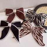 Lianfudai Barrette for Women Girl Hair Accessories Fashion Fabric Big Bow Knot Striped Hair Clip Hairpin Autumn Winter Wholesale