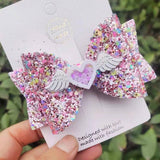 Lianfudai easter gifts for girls Thumblina Cute Heart Love Hairgrips Glitter Hair Bow Dance Party Hair Accessories Girls Spring Valentine Hair Bows