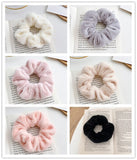 Lianfudai Women Scrunchies Elastic Hair Ties Bands Adult Solid Plush Fashion Girl Korean Mujer Accessories Hyuna Wholesale