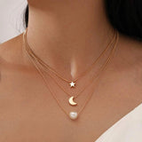 Lianfudai christmas gift ideas  valentines day gifts for her Trend Elegant Jewelry Multi-layer White Pearl Choker Pendant Necklace Unquie Women Fashion Necklace Wholesale