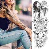 Lianfudai western jewelry for women Sexy Wolf Full Flower Arm Temporary Tattoo Stickers For Men Body Art Sleeve Tattoo Decals Girl Women Waterproof Tatoo Fox Legs