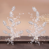 Lianfudai bridal jewelry set for wedding Luxury Crystal Pearl Beads Leaf Hair Clips Snowflowers Vine Floral Barrettes Wedding Hair Accessories Bridal Hair Clip Ornaments