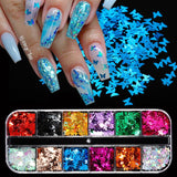 Lianfudai  gifts for women Christmas Winter Christmas Snowflakes Nail Glitter Sequins Iridescent 3D Butterfly Heart Maple Leaf Nail Flakes DIY Nail Art Decorations