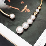 Lianfudai Christmas gifts ideas Elegant Metal Torques Simulated Pearl Choker Necklace For Women  Jewelry Statement Necklace Korean Fashion Accessories Jewerly