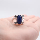 Lianfudai Elena Gilbert Daylight Rings Vintage Crystal Ring With Blue Lapis Fashion Movies Jewelry Cosplay