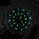 Lianfudai Christmas gifts ideas  New Fashion Watch Stainless Steel Diver Watch 200M C3Super luminous Sport luxury stainless steel watch Quartz Men's Watch