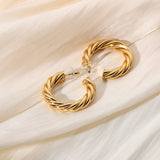 Lianfudai 40mm Large CC Shape Twisted Hoop Earrings For Women Open Design Circle Earring Jewelry Party Accessories