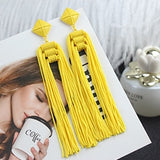 Lianfudai Long Tassel Earrings Fashion Jewelry Bohemia Statement Summer Dangle Aesthetic Earrings for Women Accessories Korean Style