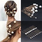 Lianfudai bridal jewelry set for wedding Fashion U-shaped Pin Metal Barrette Clip Hairpins Simulated Pearl Bridal Tiara Hair Accessories Wedding Hairstyle Design Tools