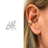 Lianfudai Simple Star Shape Zircon Ear Cuff for Women Charming Crystal Clip on Earrings Earcuff Without Piercing Earrings Jewelry Gifts