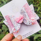 Lianfudai easter gifts for girls Thumblina Cute Heart Love Hairgrips Glitter Hair Bow Dance Party Hair Accessories Girls Spring Valentine Hair Bows