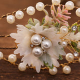 Lianfudai bridal jewelry for wedding Summer Wedding Fairy Hair Jewelry Simulated Pearls Crystal Beads Flower Leaf Headbands Hairpins Clips Headpieces
