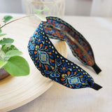 Lianfudai Bohemian Embroider Flowers Headband For Women Girls Hair Accessories Hairband Ethnic Wide Korean Bows Wholesale