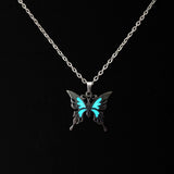 Lianfudai  gifts for women Luminous Glowing In The Dark Butterfly Pendant Necklace Stainless Steel Chain Women Yoga Prayer Buddhism Jewelry Gift