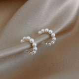 Lianfudai Christmas wishlist Korean Pearl Ear Cuff Clip Earrings Non-Piercing Bone C-shaped Without Puncture Minimalist Earrings for Women Fashion Jewelry