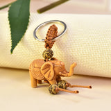 Lianfudai jewelry gifts for women hot sale Women Men Lucky Wooden Elephant Carving Pendant Keychain Religion Chain Key Ring Keyring Jewelry Wholesale cute keychain