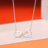 Lianfudai  gifts for women Classic Infinity Love Rose Flower Pendant Necklace Silver Color Clavicle Chain Necklace Female Charm Choker Jewelry Collar Gifts