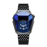 Lianfudai watches on sale clearance New Luxury Watch Mens Watches Geometric Locomotive Design Quartz Watch for Men Black Fashion Stainless Steel Male Clock