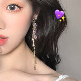 Lianfudai South Korea New Exquisite Butterfly Pendant Earrings Fashion Temperament Long Tassel Versatile Earrings Female Jewelry