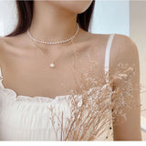 Lianfudai bridal jewelry set for wedding Elegant Imitation Pearl Daisy Choker Necklace For Women Flower Pendant Beads Neck Short Chain Female Summer Boho Jewelry Gifts