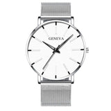 Lianfudai father's day gifts   Minimalist Men's Fashion Ultra Thin Watch Simple Men Business Stainless Steel Mesh Belt Quartz Watch cool watches for men