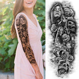 Lianfudai western jewelry for women Sexy Wolf Full Flower Arm Temporary Tattoo Stickers For Men Body Art Sleeve Tattoo Decals Girl Women Waterproof Tatoo Fox Legs