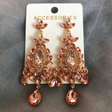 Lianfudai Wholesale za Vintage Elegant Drop Earrings For Women Luxury Crystal Hanging Handmade Earrings Jewelry Gifts Wholesale