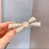 Lianfudai Barrette for Women Girl Hair Accessories Fashion Alloy Rhinestone Pearl Bow Knot Hair Clip Hairpin Wholesale