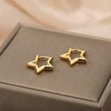 Lianfudai Star Pendientes Earrings For Women Girl Stainless Steel Minimalist Hoop Piercing Earring 2023 New In y2k Jewelry aretes de mujer