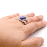 Lianfudai Elena Gilbert Daylight Rings Vintage Crystal Ring With Blue Lapis Fashion Movies Jewelry Cosplay