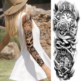 Lianfudai western jewelry for women Sexy Wolf Full Flower Arm Temporary Tattoo Stickers For Men Body Art Sleeve Tattoo Decals Girl Women Waterproof Tatoo Fox Legs