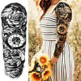 Lianfudai western jewelry for women Sexy Wolf Full Flower Arm Temporary Tattoo Stickers For Men Body Art Sleeve Tattoo Decals Girl Women Waterproof Tatoo Fox Legs