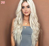 Lianfudai Ladies Blonde Synthetic Long Wavy Wig Grey Braided Wigs Cosplay Party Medium Length Perruque Synthetique Femme Peluca Fantasia