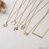 Lianfudai Christmas gifts ideas Gold Color Clavicle Chain Pendant Necklace for Women Hummingbird Heart Flower Animal Pearl Choker Party Girls Jewelry Gifts New