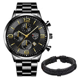 Lianfudai Christmas gifts ideas Mens Luxury Business Watches Stainless Steel Quartz Wrist Watch Male Sports Bracelet Calendar Luminous Clock relogio masculino