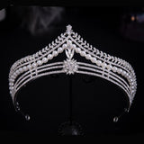 Lianfudai bridal jewelry set for wedding Luxury Silver Color Crystal Pearl Leaf Bridal Tiaras Crown Geometric Rhinestone Pageant Diadem Wedding Hair Accessories