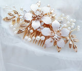 Lianfudai Golden Crystal Wedding Hair Combs Hair Accessories for Bridal Flower Headpiece Women Tiara  Bride Hair ornaments Jewelry